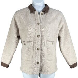 Madewell Womens L Corduroy Trimmed (Re)sourced Sherpa Terry Chore Coat Cozy